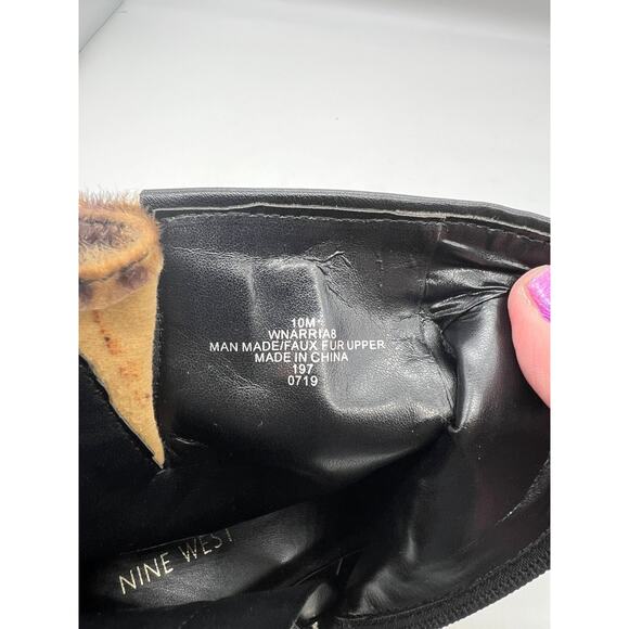 Nine West Aria Black Cheetah Print Ankle Boots Size 10 Biker Combat Buckle - Picture 6 of 7